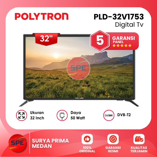 TV DIGITAL POLYTRON UKURAN 32 INCH PLD 32V1753 / PLD32V1753 GARANSI RESMI (MEDAN)