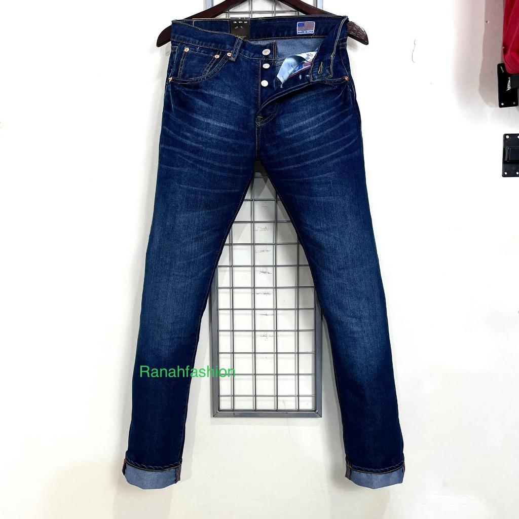 501 Made In USA Celana Jeans Panjang Pria Standar Reguler fit