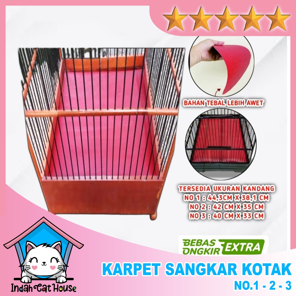 Karpet Sangkar Burung Kotak no1 no2 no3 Tahan Air & Panas Mudah Dilepas Dibersihkan Cocok untuk Sang