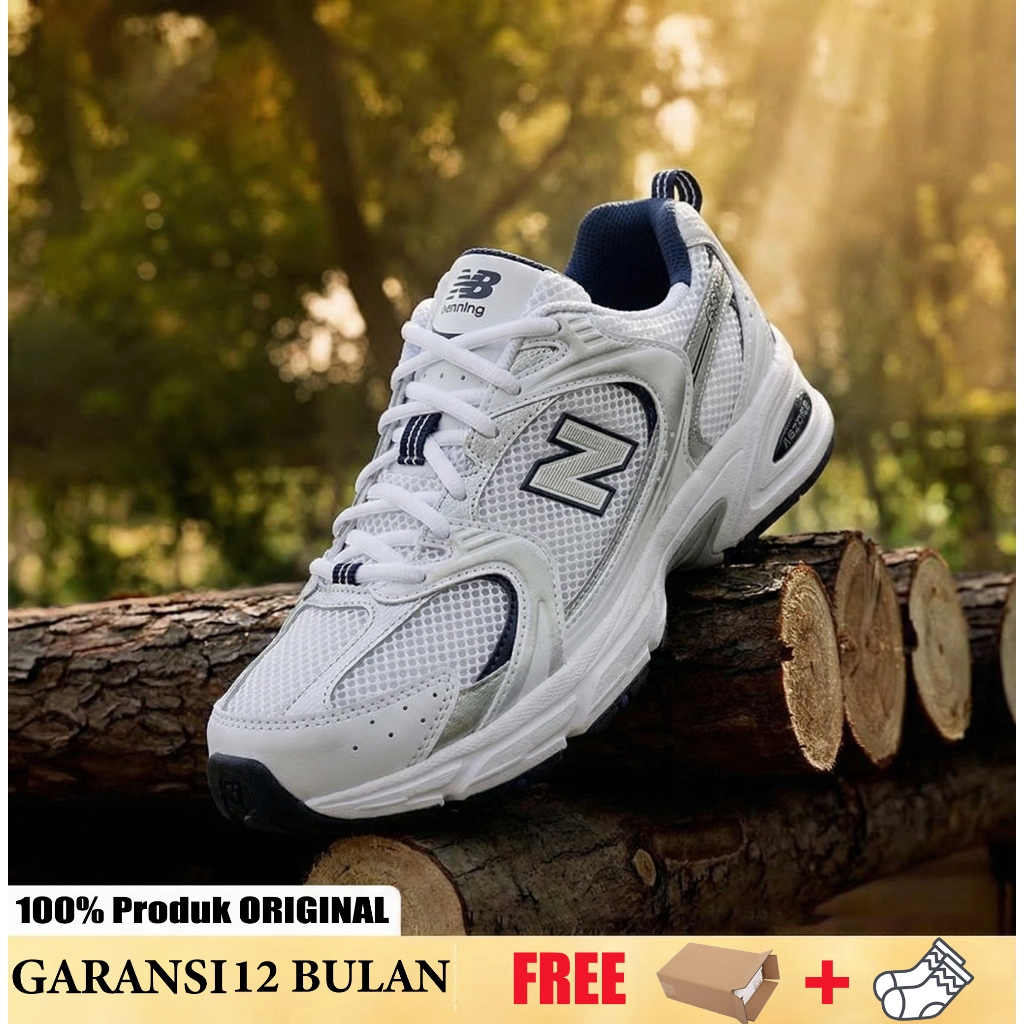 530 New Balance Sepatu Sneakers Running Casual Pria Wanita Putih Silver | Nyaman & Breathable | Orig