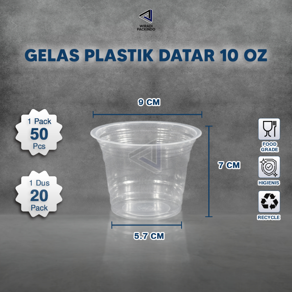 GELAS PLASTIK DATAR 10 OZ / CUP DATAR 10 OZ / GELAS PLASTIK TEBAL