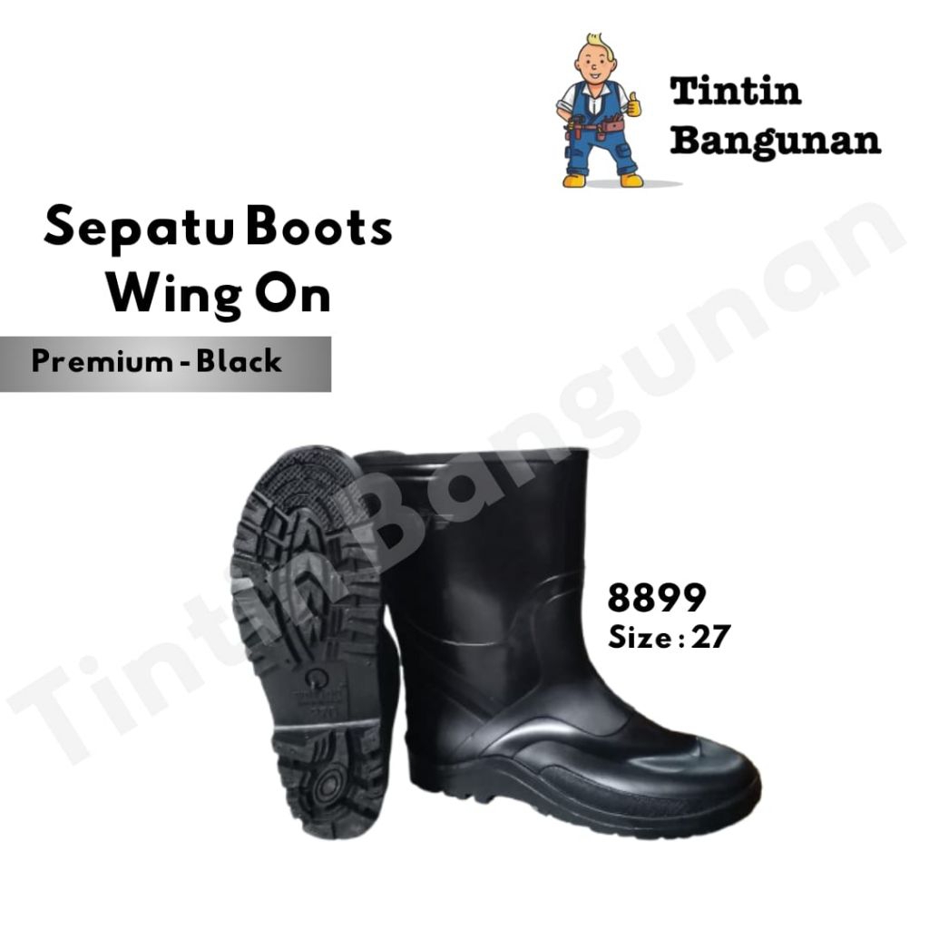 Sepatu Boot Pendek Sepatu Boot Karet Sepatu Boot Safety Wing On Hitam 8899