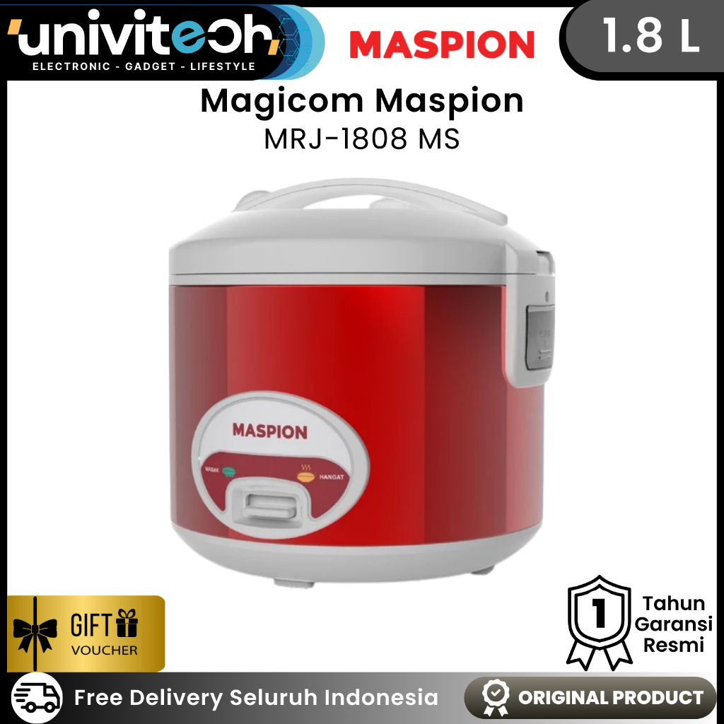 Magicom Maspion 1.8 Liter Rice Cooker Anti Lengket Anti Gores Stainless Steel Body & Pan - MRJ 1808