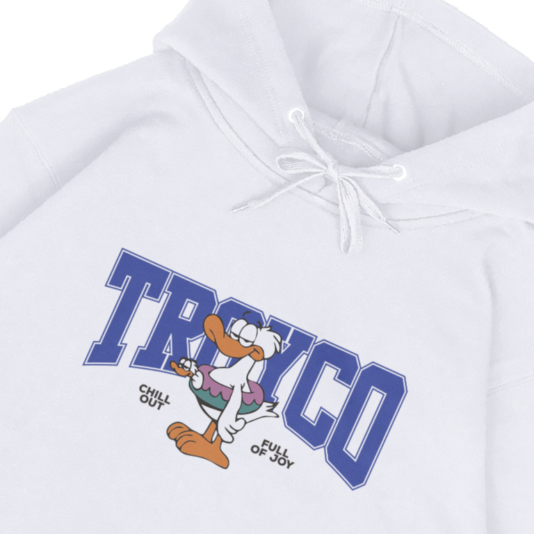 Troy Company Hoodie White Duck of Joy - Hoodie Pria Hoodie Putih KHD 2819