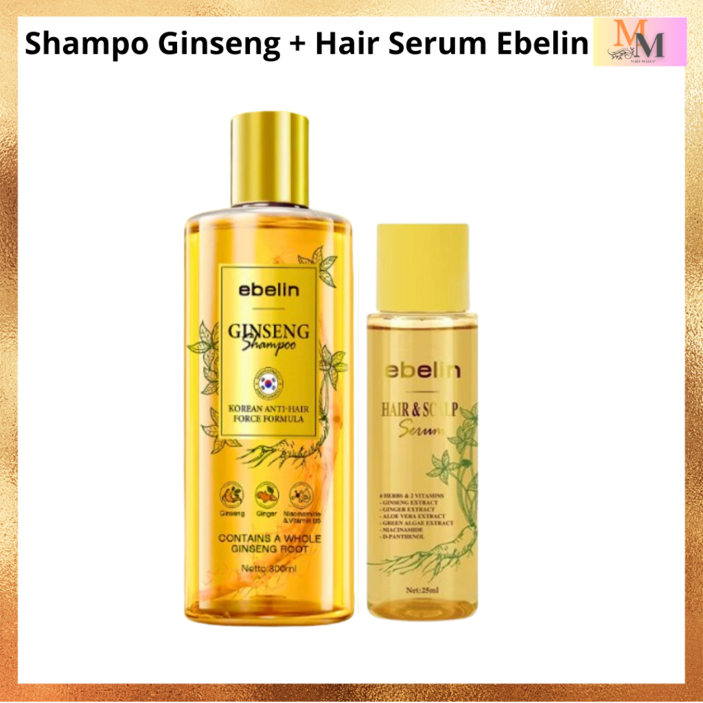 Shampo Ginseng + Hair Serum Ebelin – Anti Hair Fall & Treatment Rambut Rontok