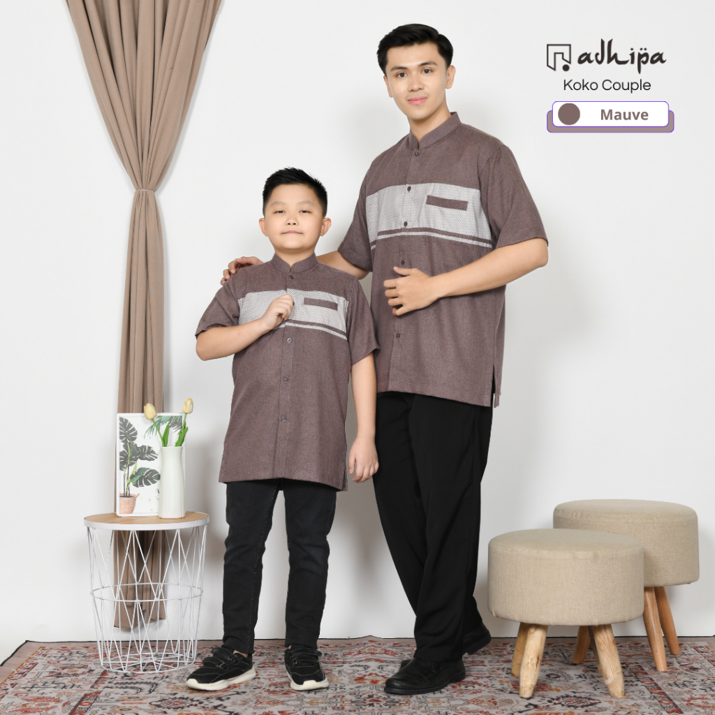 Adhipa Koko Couple Ayah dan Anak Ungu Mauve Variasi Songket Bulat