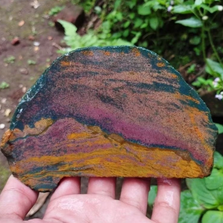 suiseki batu alam bahan batu akik lempengan nagasui nogosui pink langka natural super istimewa sesua