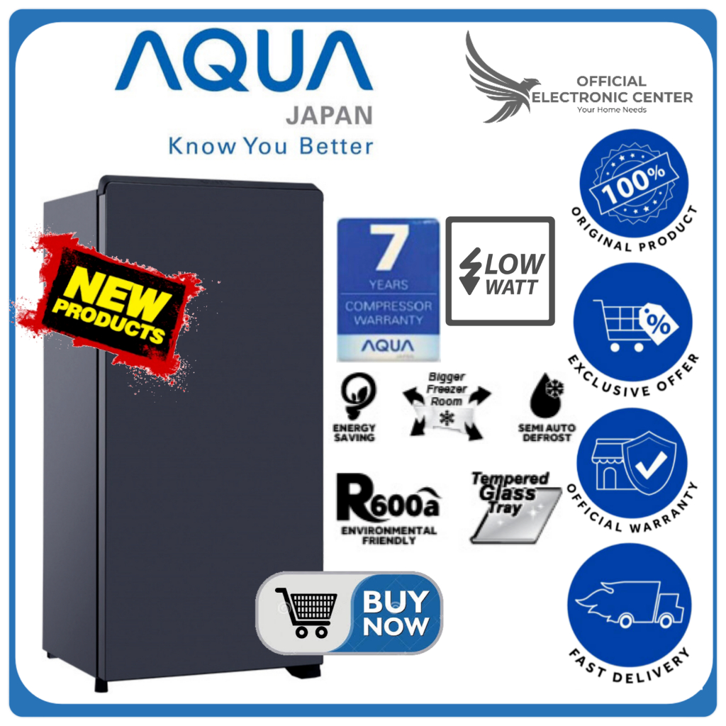 KULKAS AQUA AQR-D185 AQR D185 AQRD185 SUPER LOW WATT FAST COOL AQUA LEMARI ES 1 PINTU AQUA SANYO 185