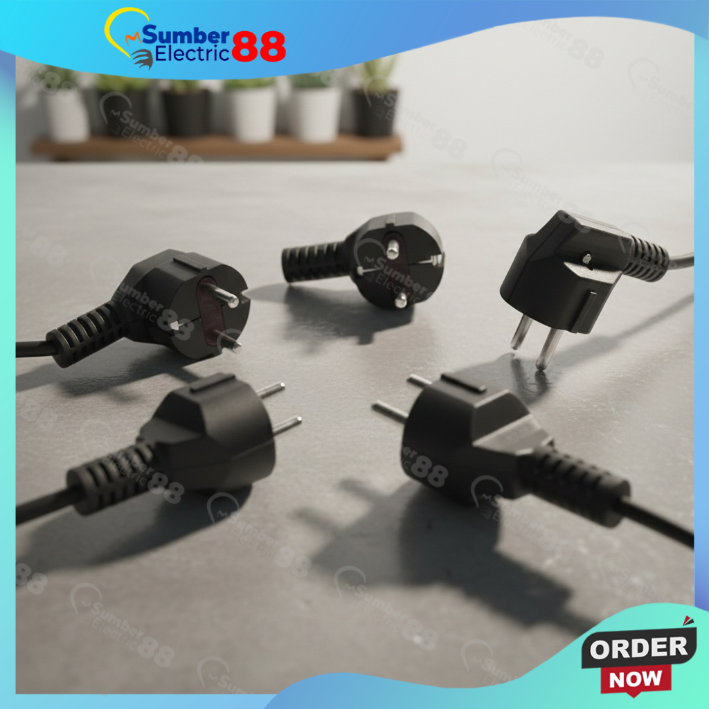 Steker Colokan Listrik L Arde / Steker Listrik Model L Hitam-Putih