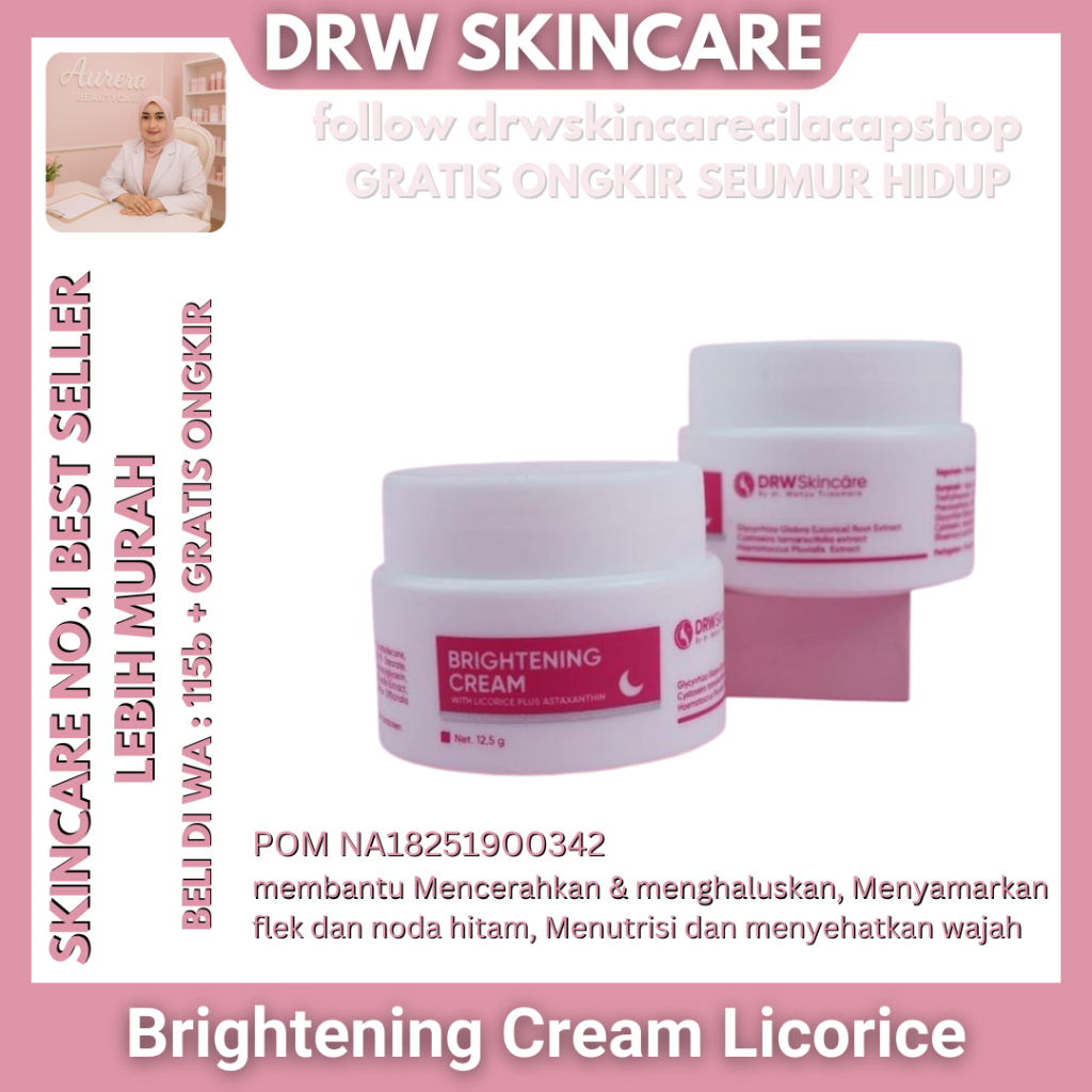 DRW Skincare Brightening Cream With Licorice Plus Astaxanthin Untuk Flek Hitam