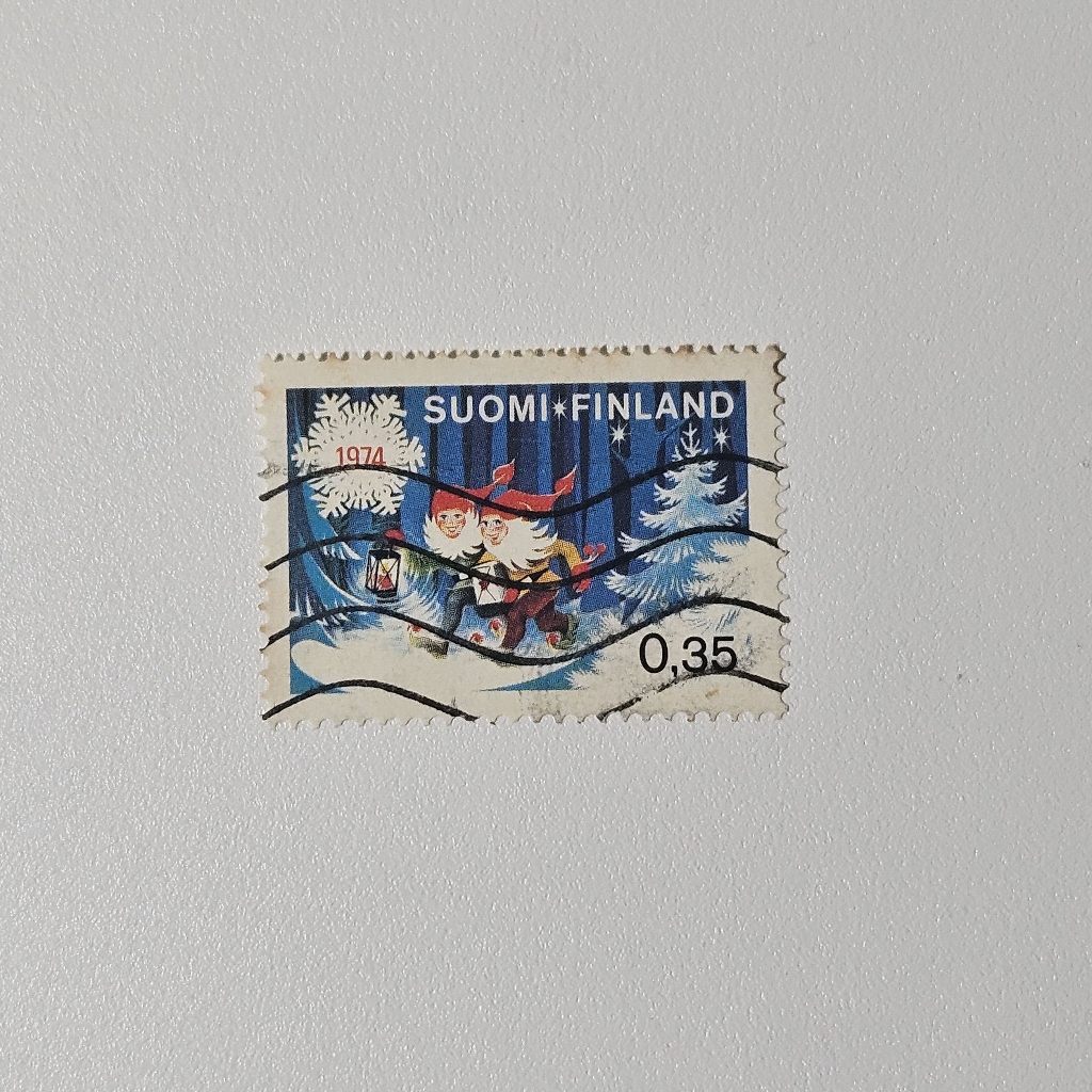 Perangko Ilustrasi Budaya Finlandia: Tema Musim Dingin & Anak-anak (Perangko Vintage 1974)