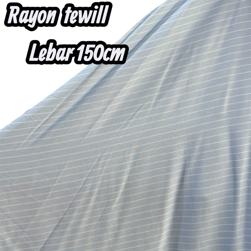 kain katun rayon twill - rayon twill motif salur - twill meteran - adem - lembut - rayon meteran {CT
