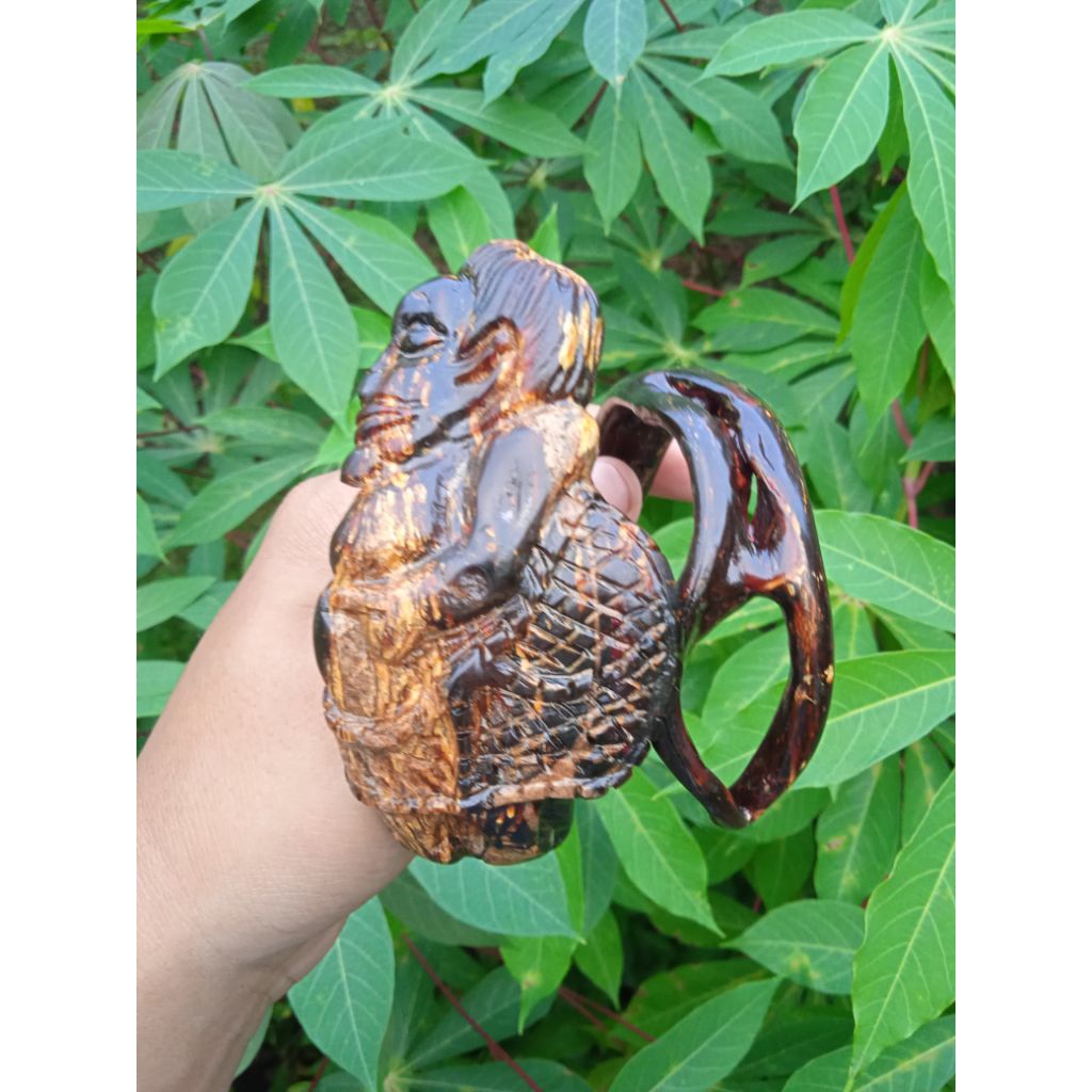 gelang akar bahar merah ukir semar jumbo