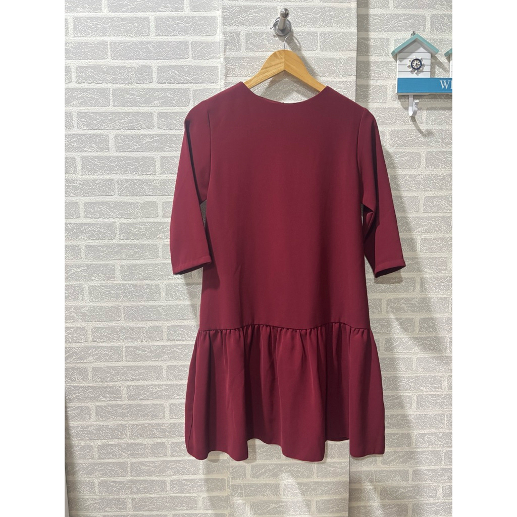 red dress / midi dress / maroon dress / preloved red dress