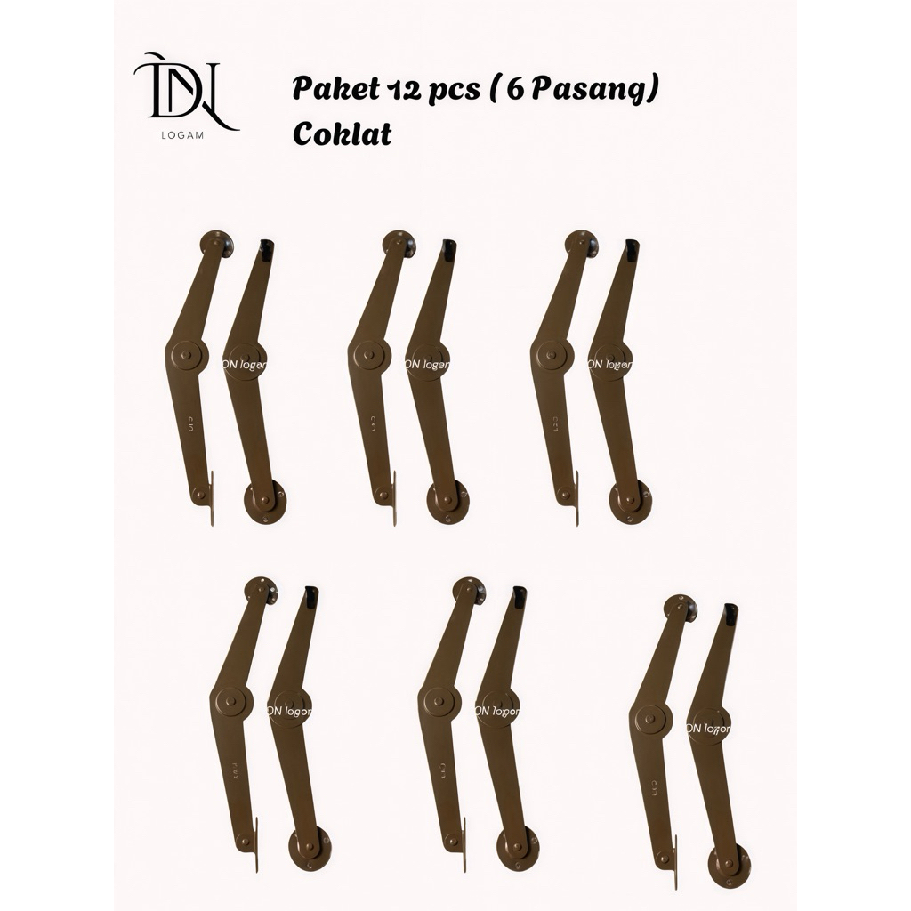 Penahan Jendela/ Sikutan Hak Angin Jendela Lipat/ 1 Lusin (6 Pasang)