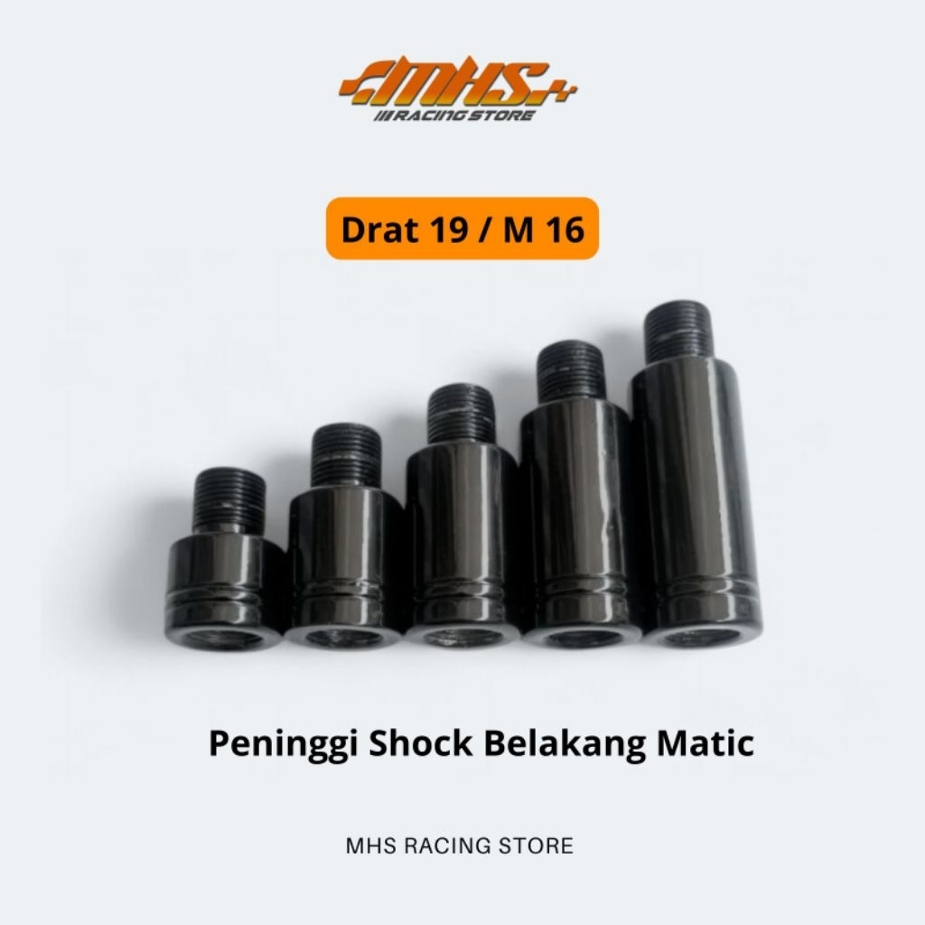 Peninggi Shock Belakang Sambungan Shockbreaker Tabung anting Variasi, Drat 19 M 16 untuk All Matic, 