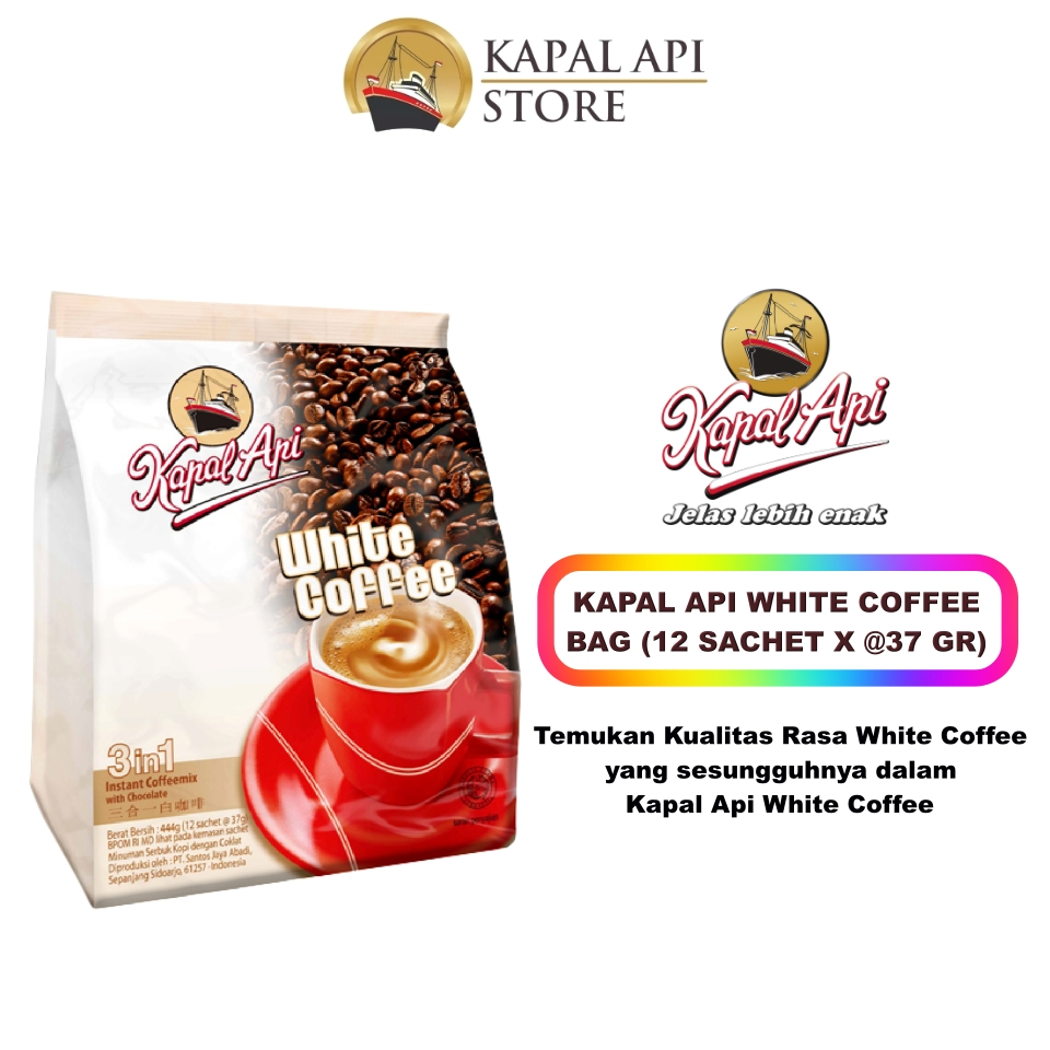 Kapal Api White Coffee Bag 3 in 1 ( isi 12 sachet @ 37 gram) Kapal Api White Coffee
