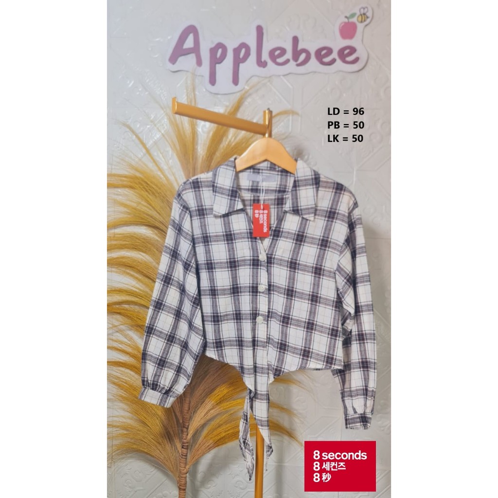 KEMEJA CROP TARTAN LINEN BY 8 SECONDS