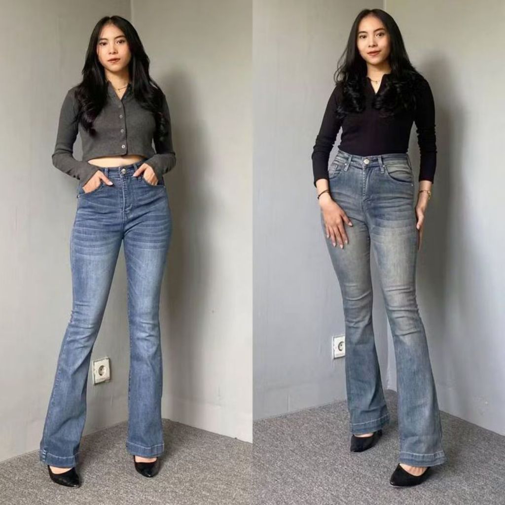 CUTBRAY LIPAT LEBAR HIGHWAIST FLARE CELANA WANITA CUTBRAY JEANS