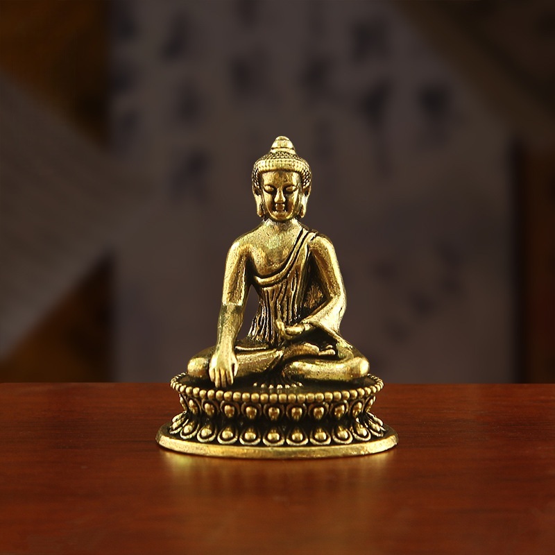 Patung Buddha Mini Kuningan Brass Dekorasi Meja Meditasi Klasik H233