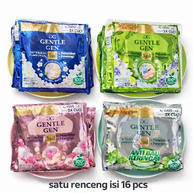 Gentle gen deterjen cair 16 sachet free piring
