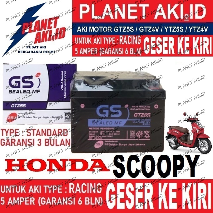 Aki Motor Honda Scoopy FI CLASSIC Aki Kering Accu Kering MF GTZ5S