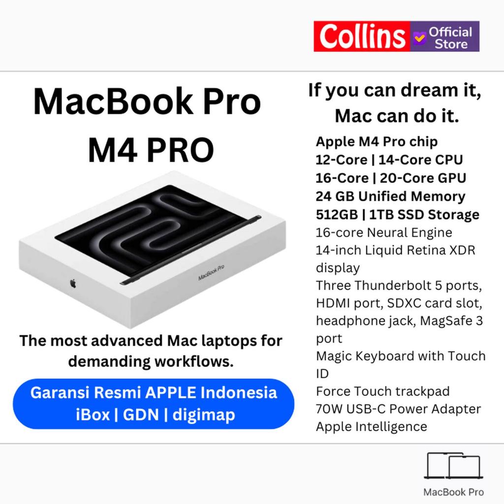 IBOX APPLE MACBOOK PRO 14 M4 PRO 20C GPU 24GB 1TB 14C CPU 14.0 SILVER -MX2F3ID Garansi Resmi