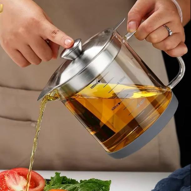 Arsyl Com Botol Gelas Kaca Minyak Goreng Tempat Wadah Minyak Panas Bekas Dengan Penyaring Tebal