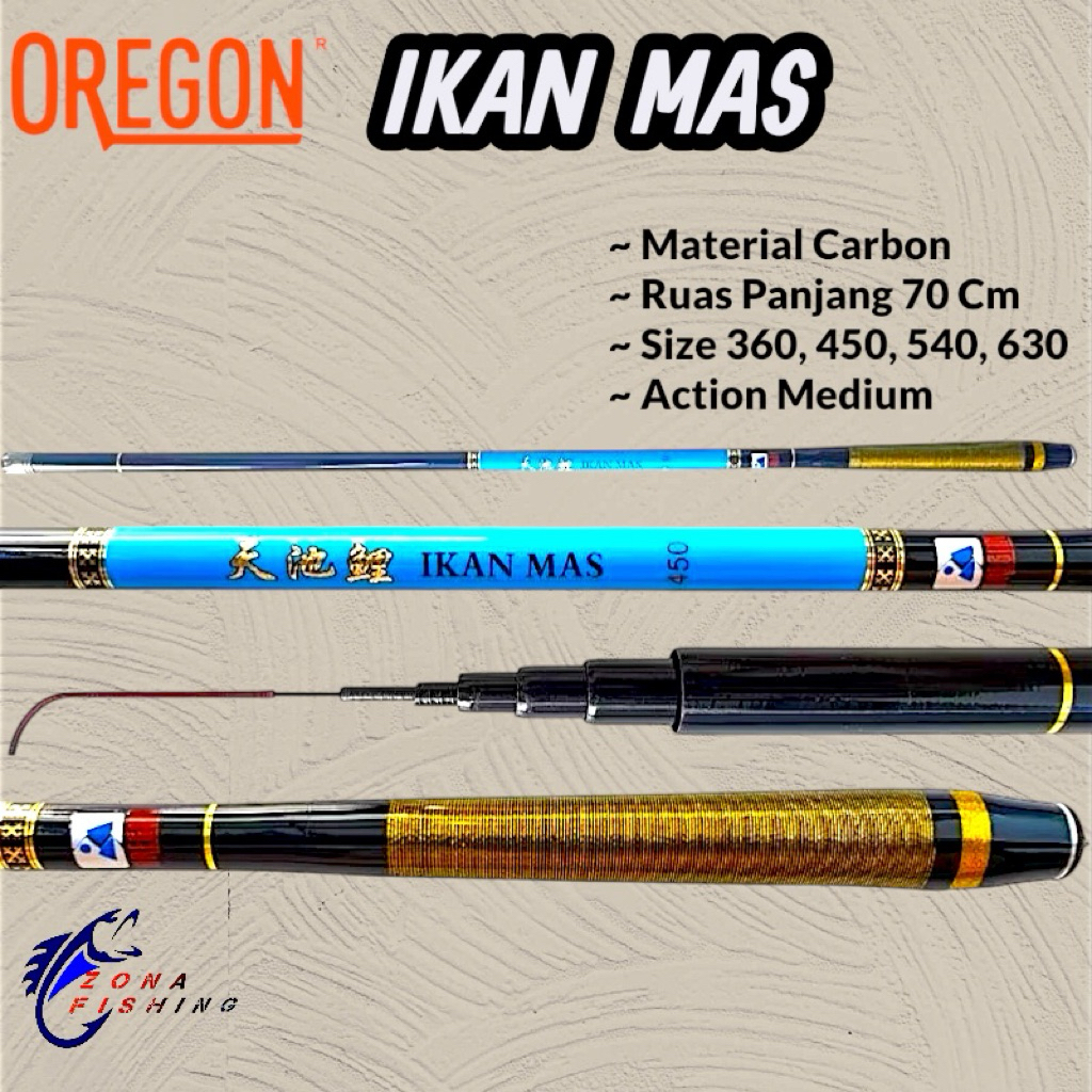 Joran Tegek Oregon Ikan Mas 360 450 Cm Carbon Medium