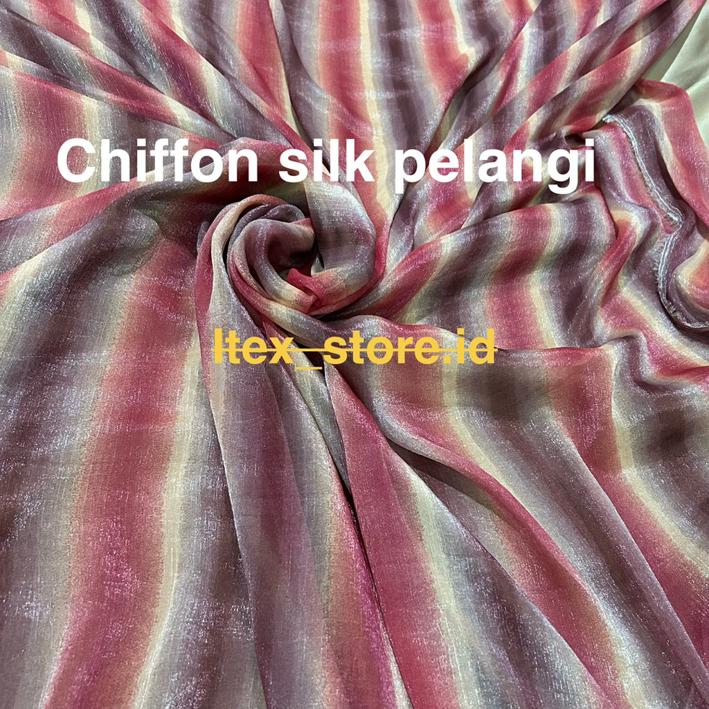 Kain Siffon Silk / Chiffon silk gradasi / Sifon pelangi / kain sifon yoryu