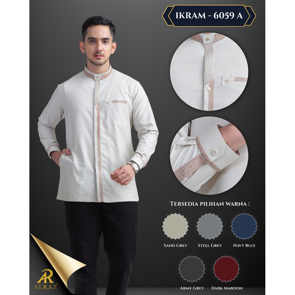 koko alraz model IKRAM warna lengan panjang alraz baju muslim dewasa slimfit premium pria
