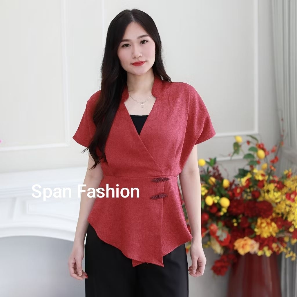 Span Fashion BY281263 Baju Merah Wanita Imlek Sincia