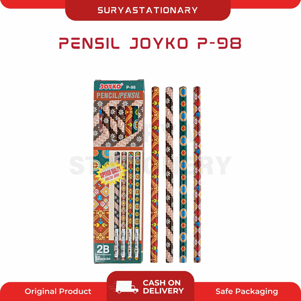 (2 PAK) Pensil Joyko P-98 / Pensil Joyko P-98 2B / pensil Joyko Batik (1 PAK ISI 12 PCS)