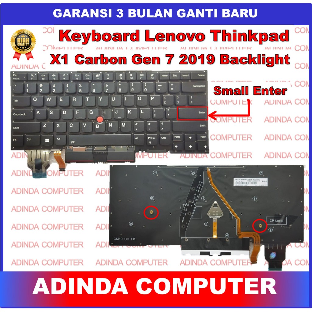 Keyboard Lenovo ThinkPad X1 Carbon Gen7 Gen 7 Yoga Gen 5 2020 Pointer Backlight