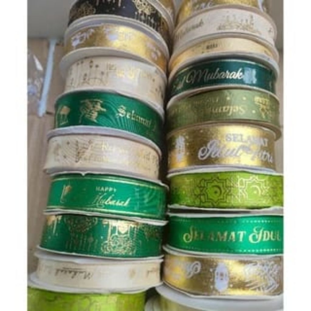 1 Roll Lebar 3.8CM Pita Grosgrain Idul Fitri / Pita Lebaran / Pita Ramadhan / Pita Idul Fitri