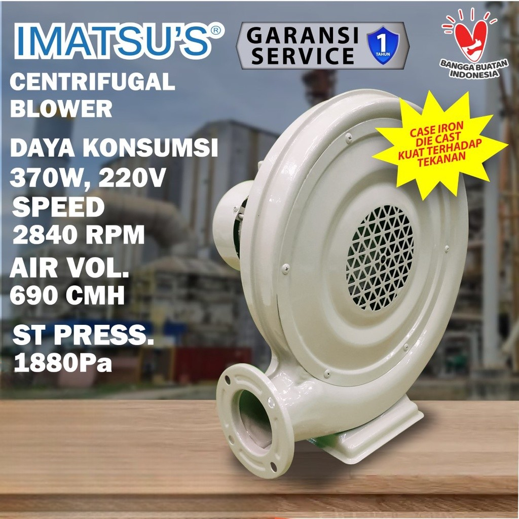IMATSU'S Radial Centrifugal Metal 370W Blower Keong Chasing Besi Angin Kencang Tekanan Tinggi