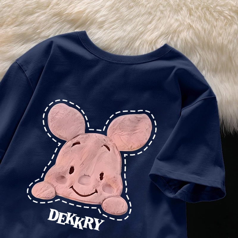 Po floret Baju Wanita Kaos Wanita Korean Style Lengan Pendek Anak Babi Kartun Lucu Baju Atasan Wanit