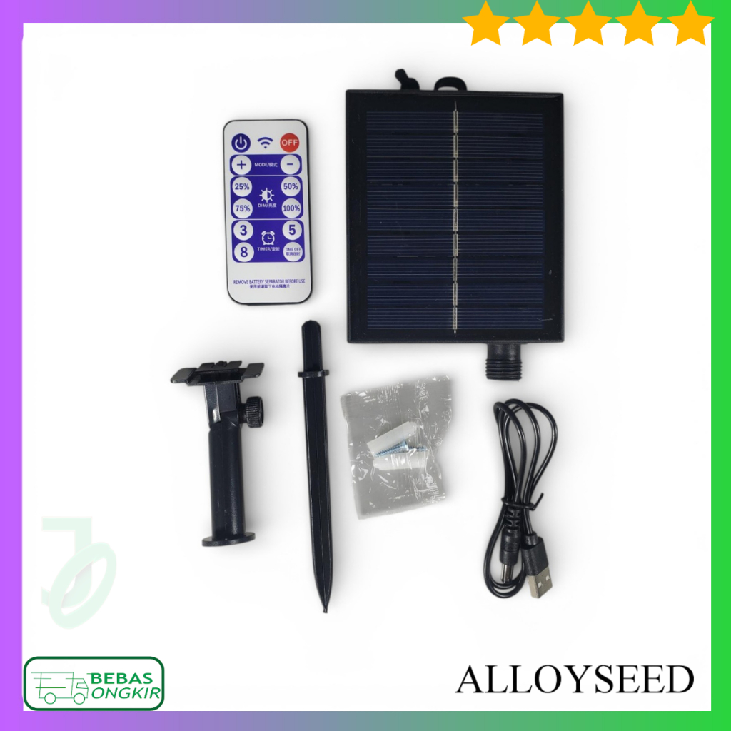 ALLOYSEED Panel Surya Portable Untuk String Light Lampu Outdoor 1200mAh dengan Remote SW20