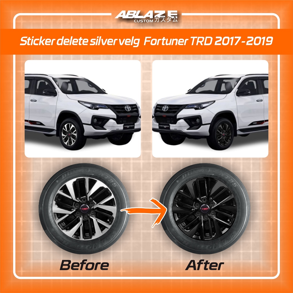Sticker Delete silver velg Toyota Fortuner TRD 2017-2019 Ring18