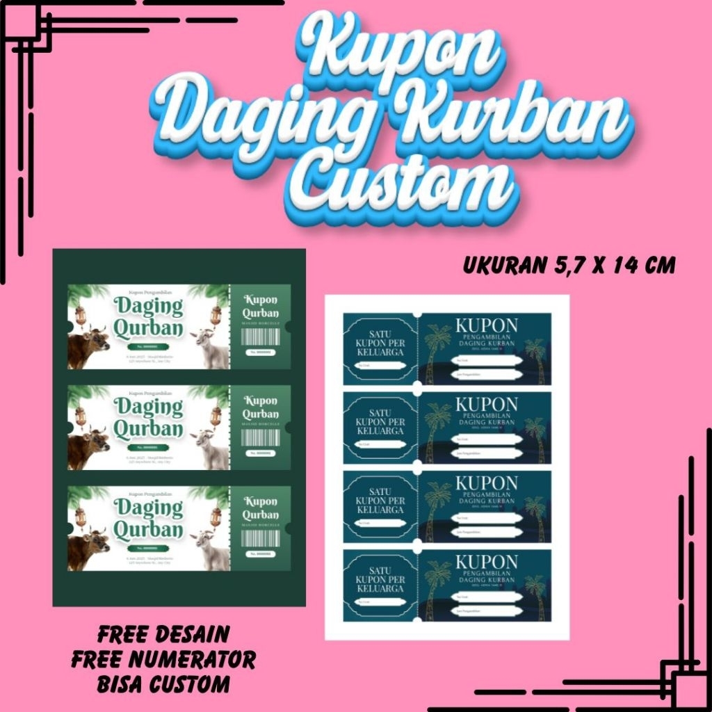 kupon daging kurban custom, kupon daging, karcis daging kurban, karcis kurban