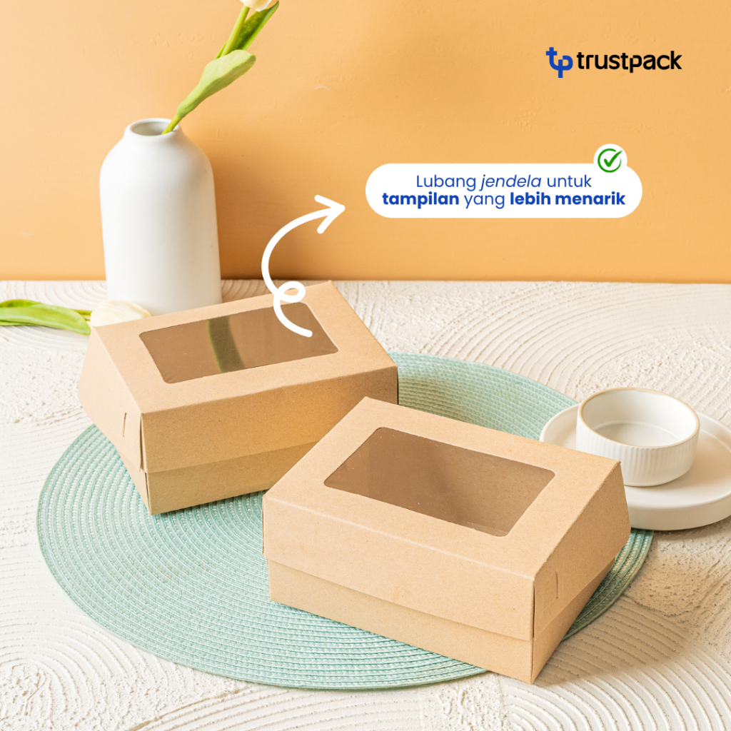DUS KUE 12X16 KRAFT / KOTAK KARDUS KUE / DUS SNACK / BOX SNACK JENDELA