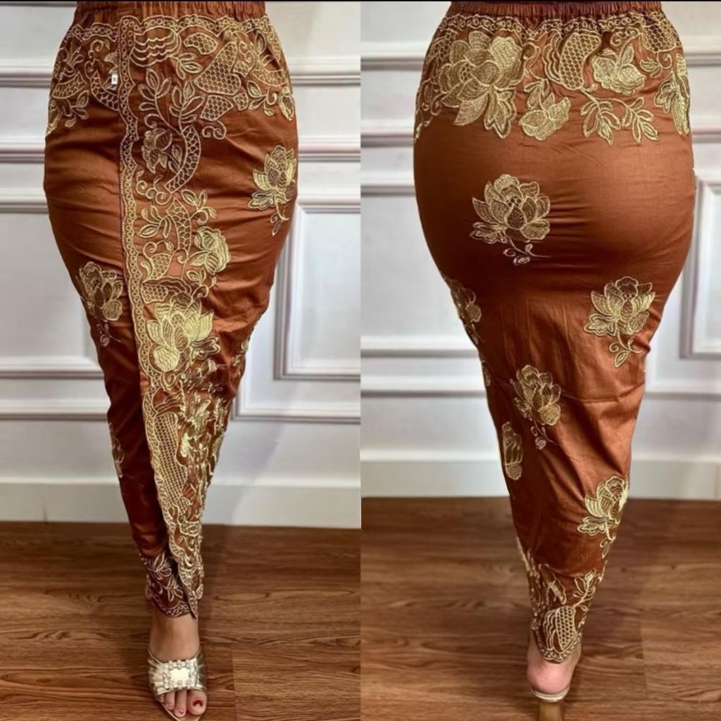 Kamen Jadi Bordir bahan katun strait motif mawar kerawang setelan kebaya wanita bali jumbo