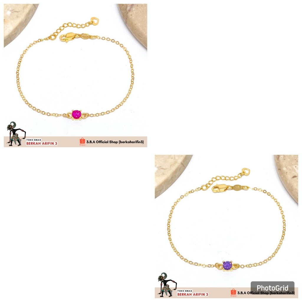 berkaharifin3-Gelang Nori Mata Satu Pink & Ungu HWT Gold 8K