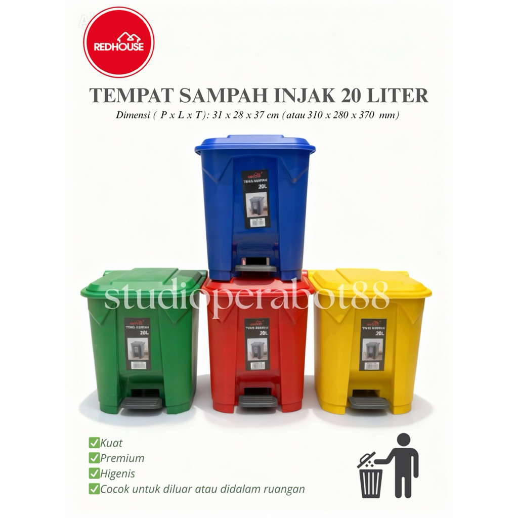 Tempat Sampah Injak Redhouse 20 Liter / Tempat Sampah Medis