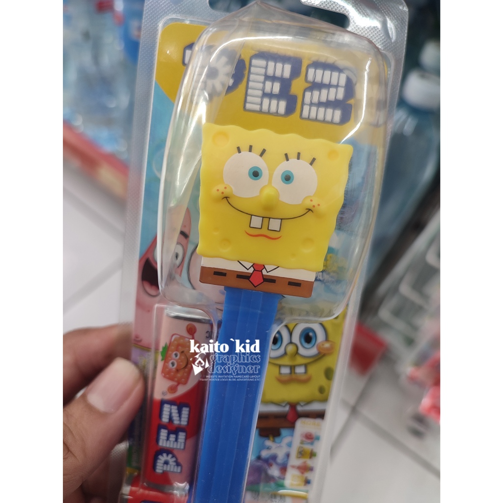 PEZ SPONGEBOB BIRU Candy Perman Mainan Permen Dispenser dari Alfamidi Alfamart Indomaret