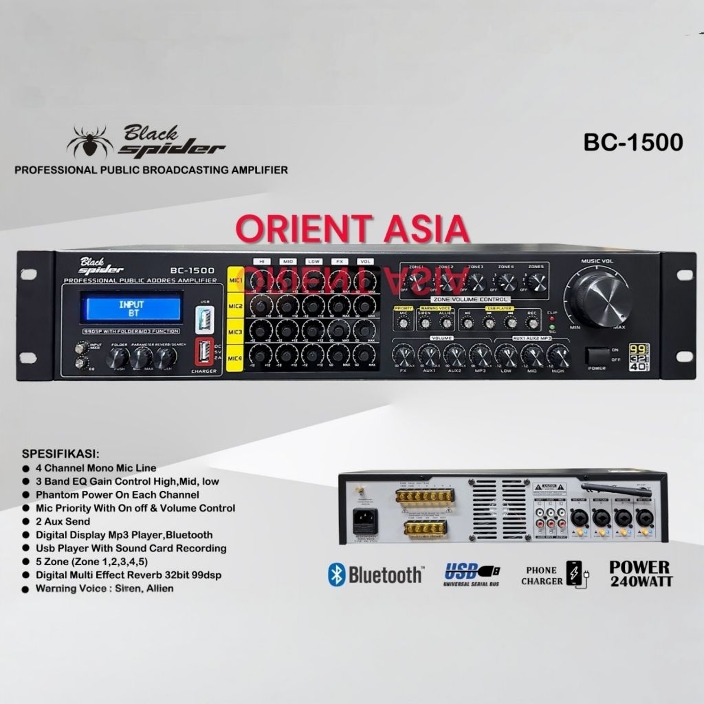 Amplifier Power Blackspider BC-1500 240 Watt // Power Amplifier Blackspider BC-1500 Watt