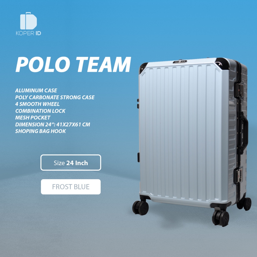 Koper Hardcase Aluminum Polo Team No Zipper Size Bagasi 24 Inch - 7003