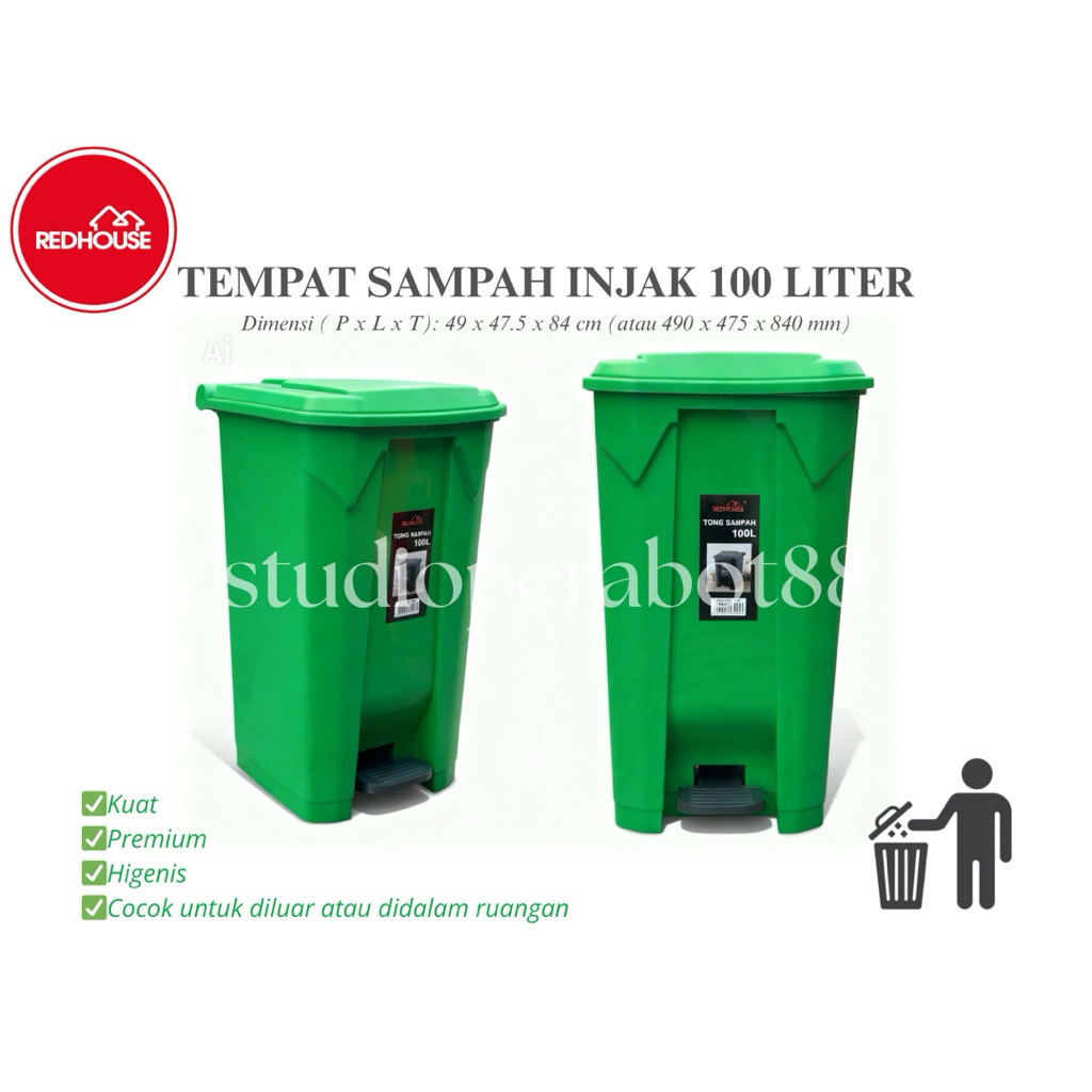 Tempat Sampah Injak Redhouse 100 Liter / Tempat Sampah Medis