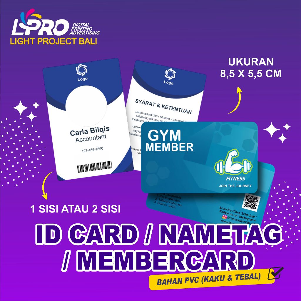 ID Card PVC / Nametag / Membercard Bahan PVC Tebal Custom