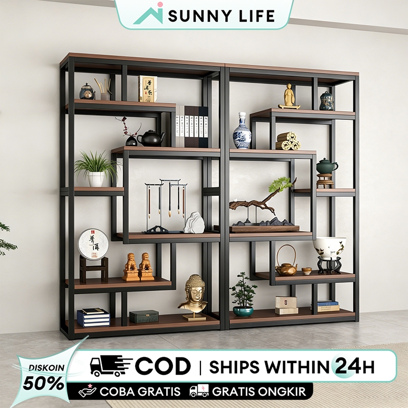 Rak Serbaguna Susun Besar - Stand Hiasan Bunga & Guci Mewah (Bahan Anti Karat)